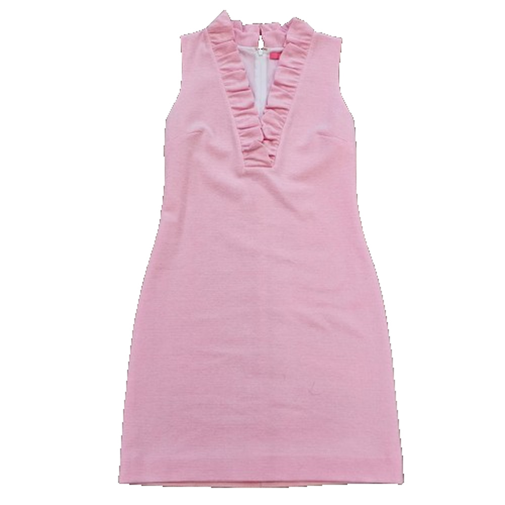 Lilly Pulitzer Tisbury Sleeveless Ruffle Shift Dress Women’s Size L Pink Stripe